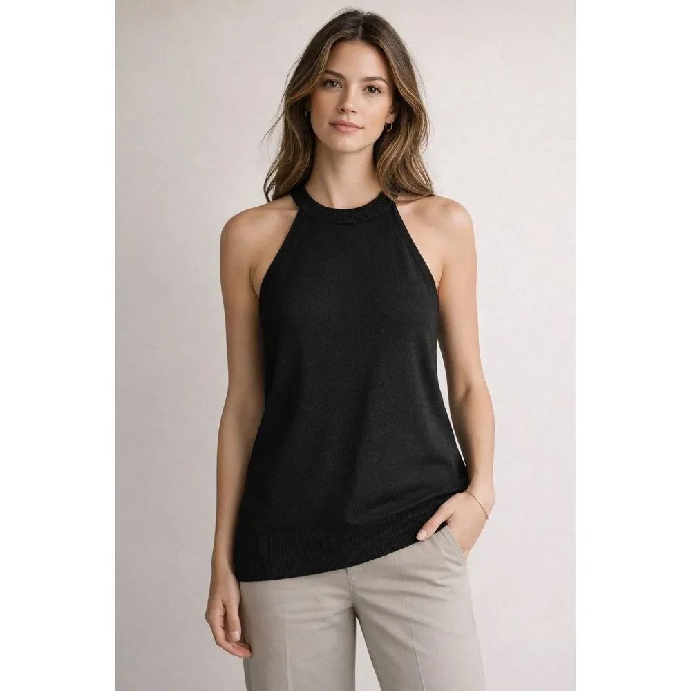 LOFT Navy Blue Knit Halter Tank Top Women’s Medium